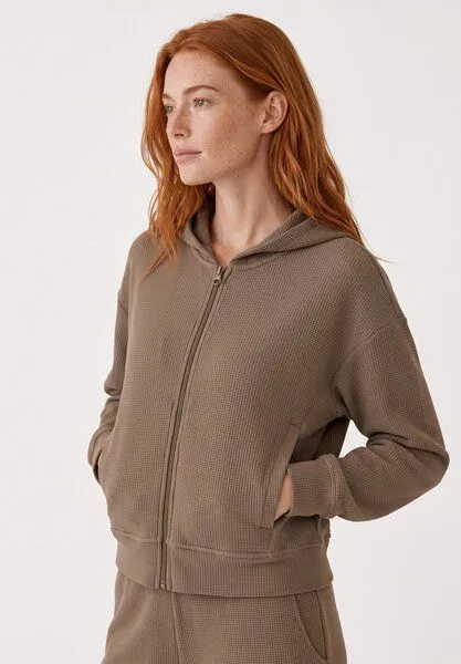 ORGANICATION ORGANICATION JENNIFER | Waffel-Hoodiejacke aus Bio-Baumwolle & recyceltem Polyester, Brown, – Produktbild 5 von 5