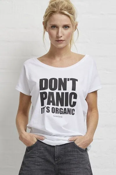 Wunderwerk Wunderwerk Damen Tee aus Bio-Baumwolle "Tee don't panic block", Weiß (white 100), – Produktbild 2 von 3