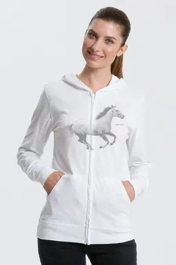 Peaces.bio - handbedruckte Biomode Peaces.bio - handbedruckte Biomode Bio-Jersey-Zip-Hoodie Horsepower – Produktbild 1 von 1