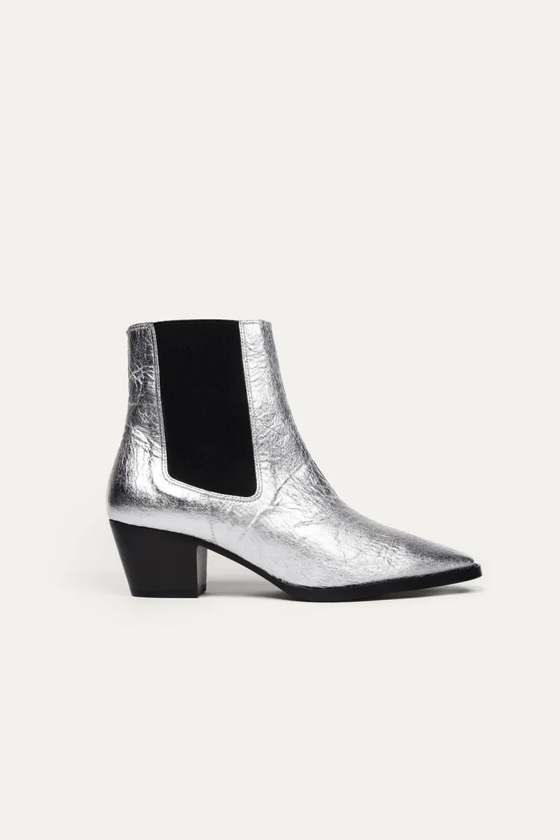 BIKKOU BIKKOU Damen vegan Stiefel 3pm Friday Rocks Metallic Silver, Schwarz, – Produktbild 2 von 2