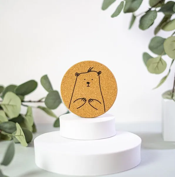 PepMelon Niedliche Tiere Untersetzer für Gläser, Korkuntersetzer - 1 Stück (ab 6 Stück, frei kombinierbar) – Produktbild 2 von 4