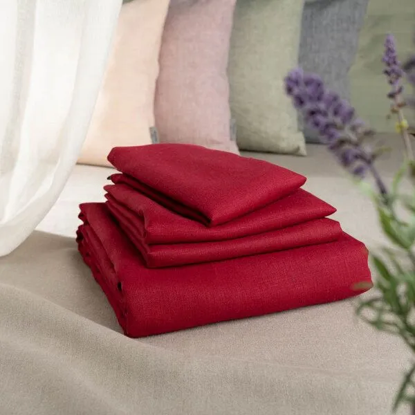 nahtur-design nahtur-design Leinenbettwäsche | 100% Leinen | kräftige Farben, Rot, – Produktbild 3 von 4