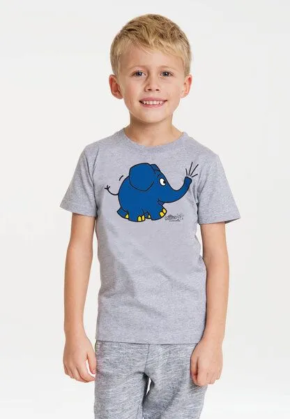 LOGOSH!RT LOGOSH!RT - Die Sendung mit der Maus - Elefant - Törö - Bio T-Shirt Print, Grau-meliert, – Produktbild 4 von 4