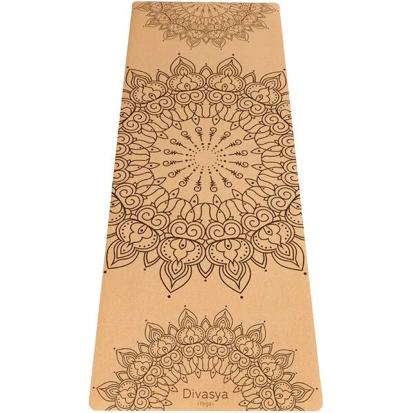 Divasya Divasya Yogamatte aus Kork & Naturkautschuk | mit Gurt & Hülle | 6 Designs, Mandala, – Produktbild 1 von 4