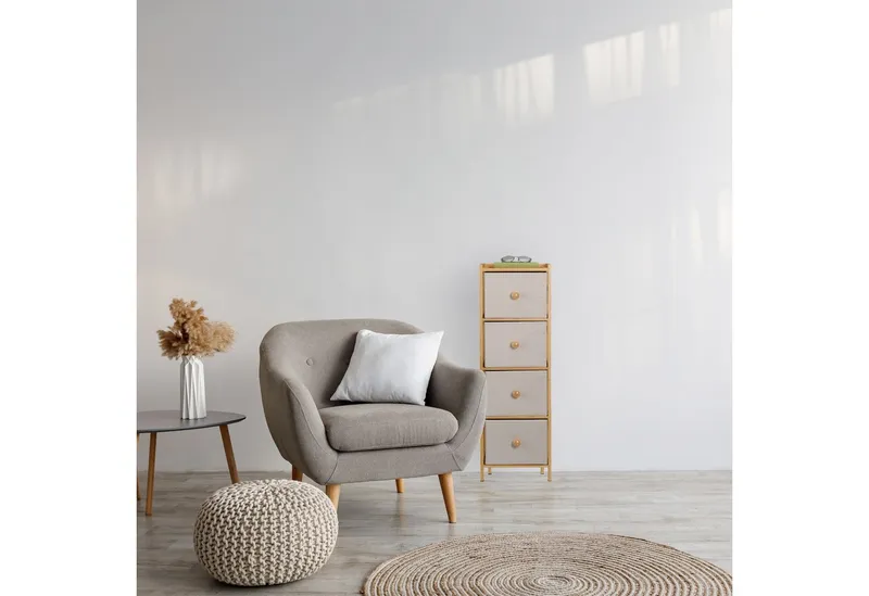 RELAXDAYS RELAXDAYS Kommode Schmale Kommode mit 4 Schubladen (1 St), Beige|braun, – Produktbild 2 von 4