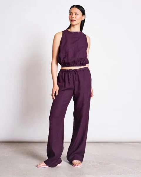 JAN N JUNE JAN 'N JUNE Leinen-Hose Drawstring SJOV, Cherry lacquer, – Produktbild 1 von 5
