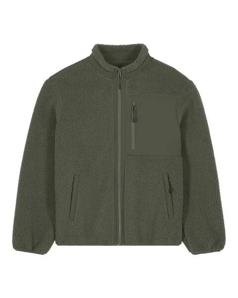 Kultgut Kultgut PRE-Order- New Recycling Generation - Kuschelige Sherpa Fleecejacke / With Love, Grün, – Produktbild 1 von 3