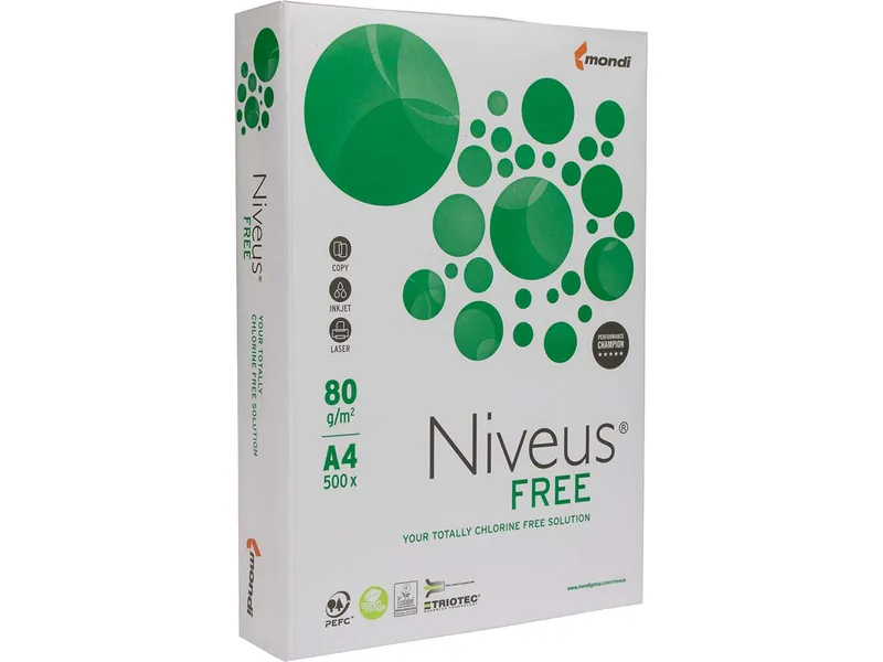 500 Blatt mondi Multifunktionales Kopierpapier "Niveus Free" DIN A4, 80 g/m² – Produktbild 1 von 1