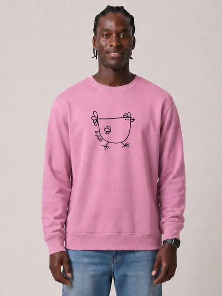 watapparel watapparel Sweatshirt Unisex Le poulet - das Huhn, Bubble pink, – Produktbild 2 von 2
