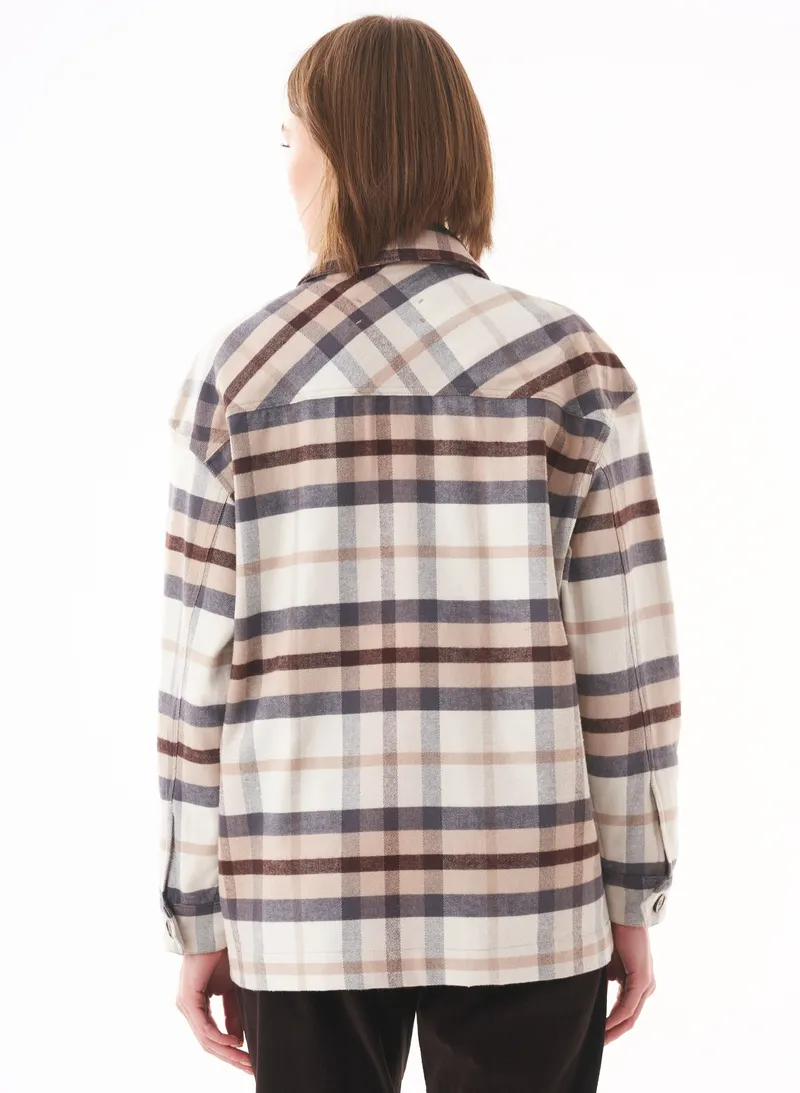 ORGANICATION ORGANICATION Damen vegan Overshirt Bio-Baumwollflanell Mehrfarbig, Weiß, – Produktbild 1 von 2