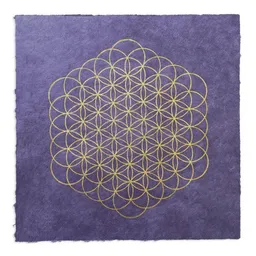 Veskor Cassiopeia Veskor Cassiopeia BLUME DES LEBENS Heilige Geometrie Linoldruck | 35 × 35 cm | Gold auf Lila – Produktbild 1 von 1