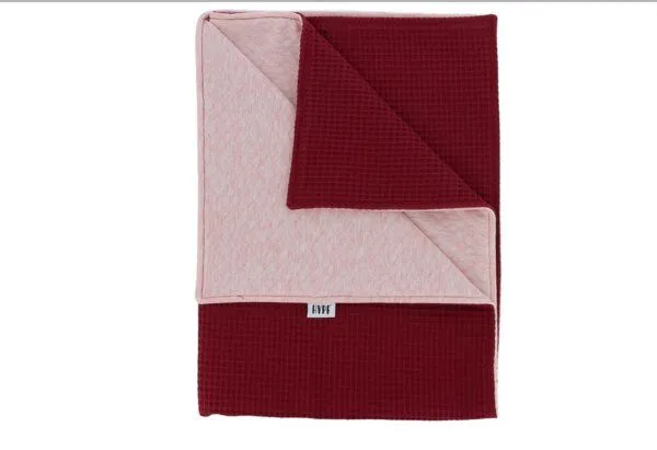 Hypf Hypf Babydecke Krabbeldecke Kuscheldecke Kinderwagendecke, Bordeaux - rosa, – Produktbild 2 von 3