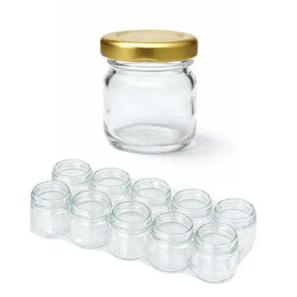 mikken mikken 10 kleine Einmachgläser 40 ml mit Schraubdeckel, Gold, – Produktbild 1 von 4
