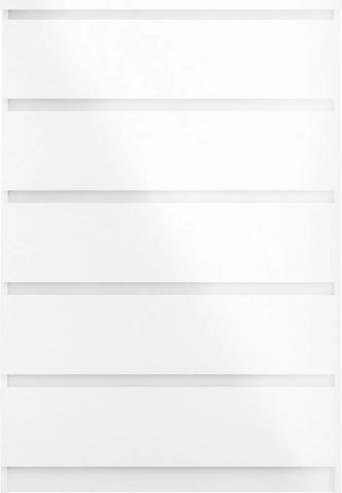 Home affaire Kommode Naia - 5 Schubladen & grifflose Front, Made in Denmark (Breite 77 cm / Höhe 111 cm, in mehreren Farben), abgerundete Schubladenkanten auf Metallgleiter, Breite 77 cm, Weiß, – Produktbild 5 von 5
