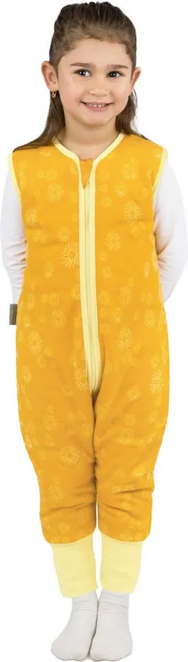 normani Babyschlafsack Baby Schlafsack mit Füßen aus Bio-Baumwolle Nanao, Gelb, – Produktbild 3 von 5