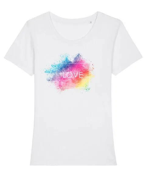 Human Family Bio Damen Rundhals T-Shirt Amorous "Colour Love" von Human Family, Weiss, – Produktbild 1 von 2