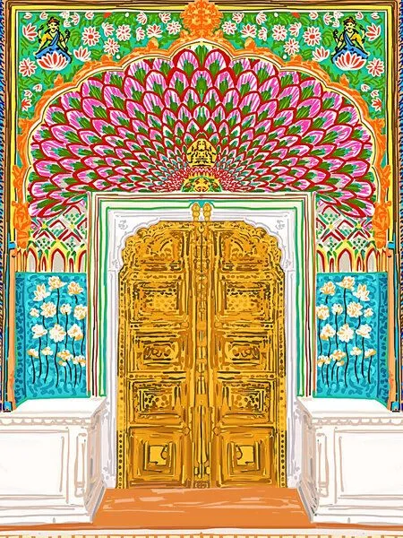 Photocircle Photocircle Poster / Leinwandbild - Jaipur Palace Front Entrance Door – Produktbild 1 von 4