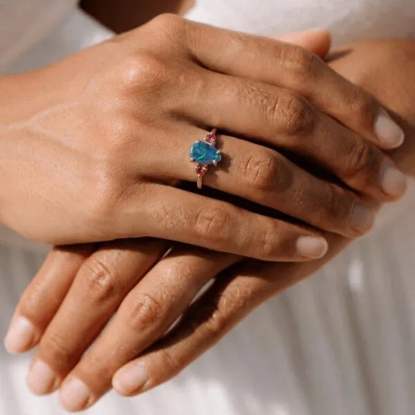 Spirit of Island Spirit of Island Gold Ring | Schwarzer Opal & pinker Turmalin, Pink, – Produktbild 3 von 4