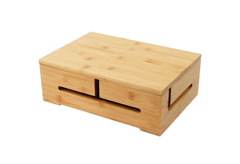 RELAXDAYS RELAXDAYS Kabelbox Bambus Kabelbox mit Magnetdeckel, (17-tlg), Braun, – Produktbild 1 von 5