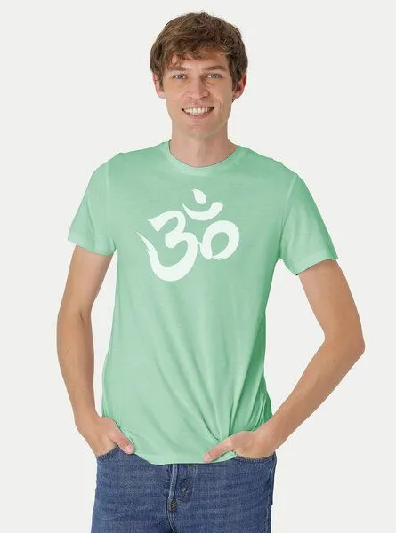 Peaces.bio - handbedruckte Biomode Peaces.bio - handbedruckte Biomode Fit T-Shirt "Om" Herren, Mint, – Produktbild 2 von 2