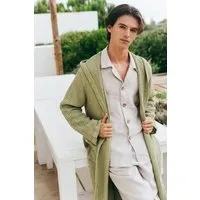 AmourLinen AmourLinen Wabenförmiger Bademantel für Männer, Moss grün, – Produktbild 1 von 1