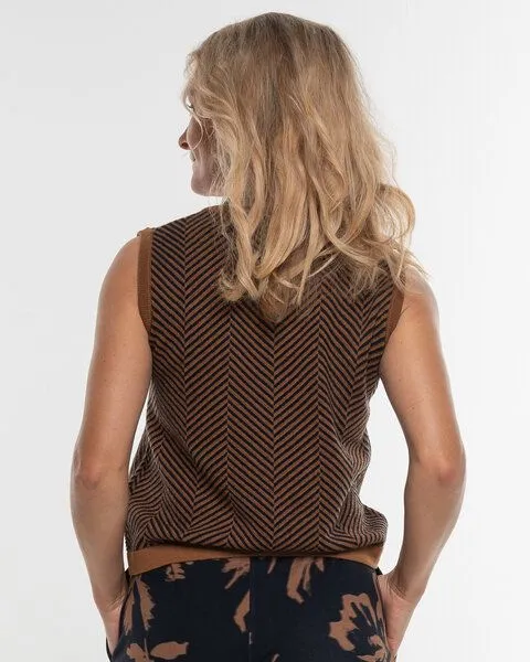 Alma & Lovis Alma & Lovis Herringbone-Pullunder aus softem Bio-Baumwoll-/Woll-Mix | Cot-Wool Pullunder, Old navy (dunkelblau), – Produktbild 4 von 4