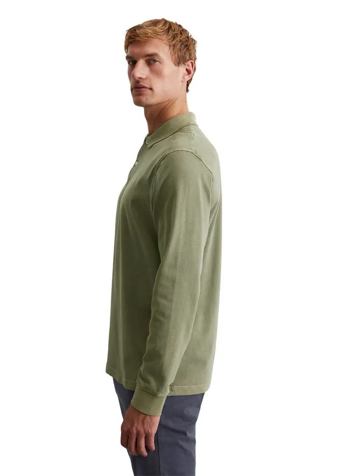 Marc O'Polo Marc O'Polo Langarm-Poloshirt aus reiner Bio-Baumwolle, Grün, – Produktbild 2 von 5