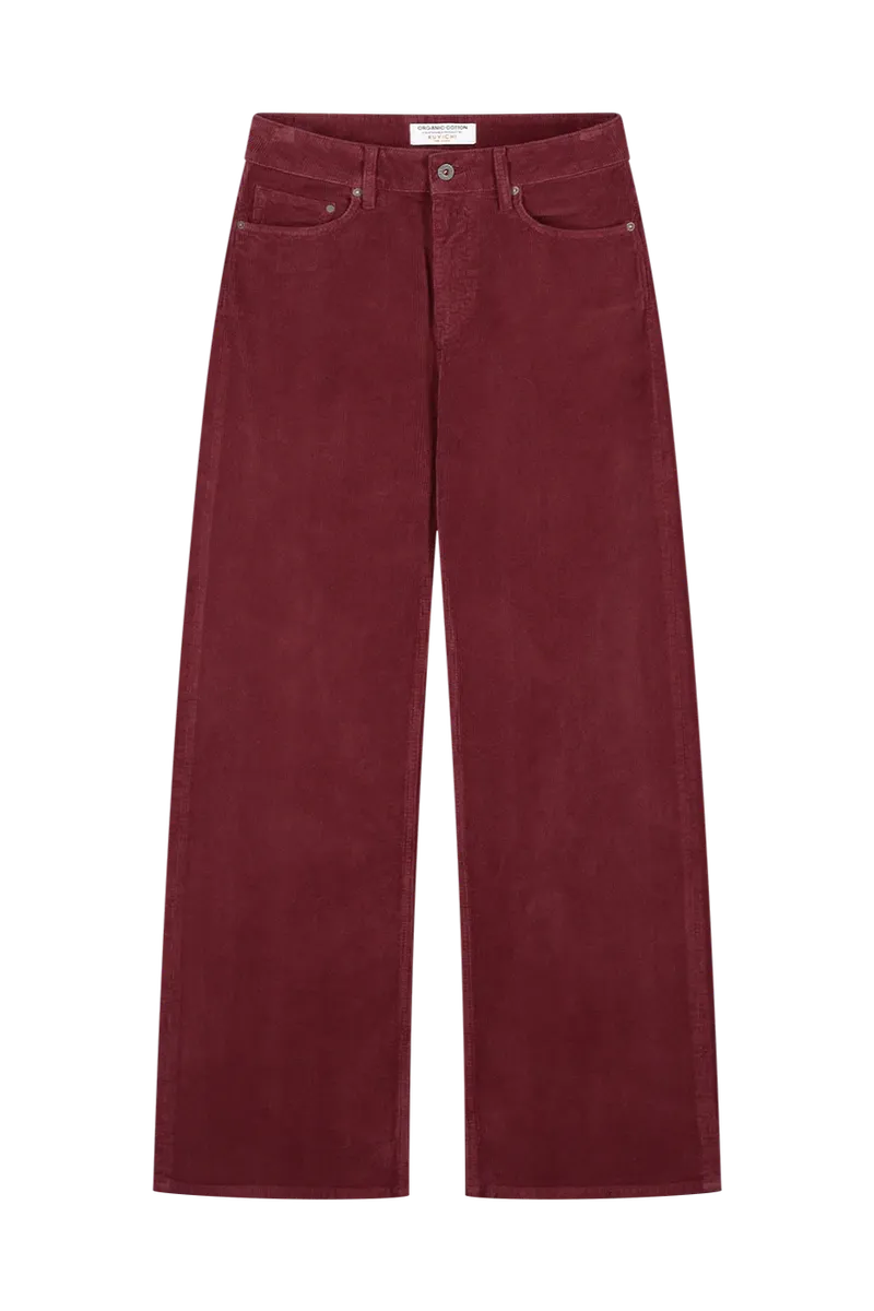 Kuyichi Kuyichi Damen vegan Hose Harper Loose Flare Corduroy Burgundy, Dunkelrot, – Produktbild 1 von 3