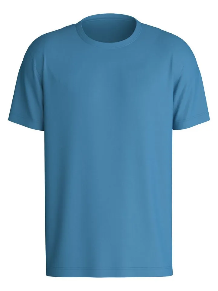 CALIDA CALIDA T-Shirt RMX Sleep Holiday Baumwolle, basic, unifarben, bequem, Kurzarm, Rundhalsausschnitt, Blau, – Produktbild 2 von 4