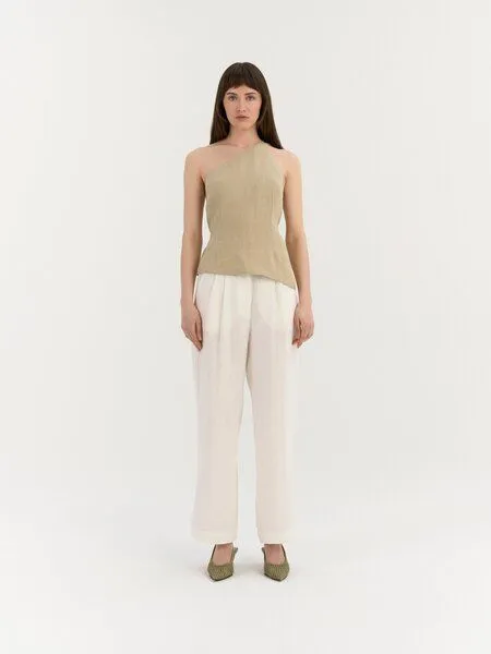 AmourLinen AmourLinen One-Shoulder-Top aus Leinen NINA, Beige (braun), – Produktbild 1 von 3