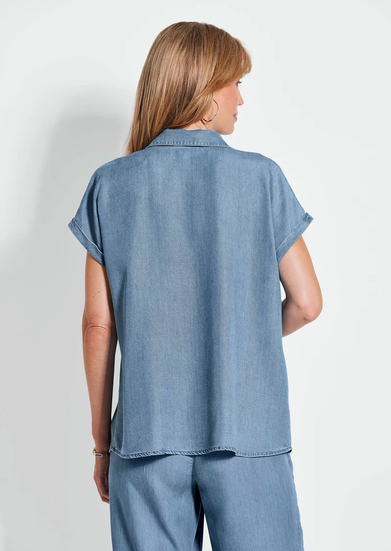 Goldner Bluse in Denim-Optik - hellblau - Gr. 46 von Goldner Fashion, Blau, – Produktbild 3 von 3