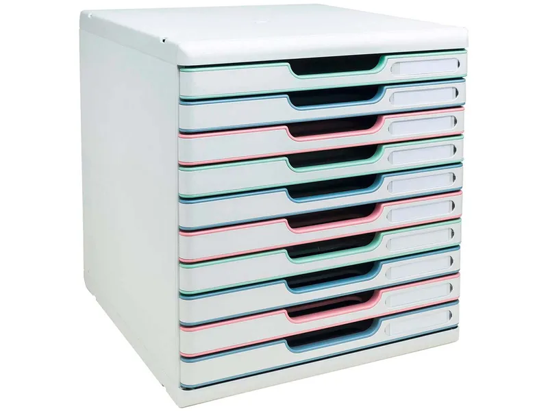 Exacompta Exacompta Schubladenbox "Modulo AutentiK" DIN A4+, 10 Schubladen fbg sort., Korpus weiß – Produktbild 2 von 3