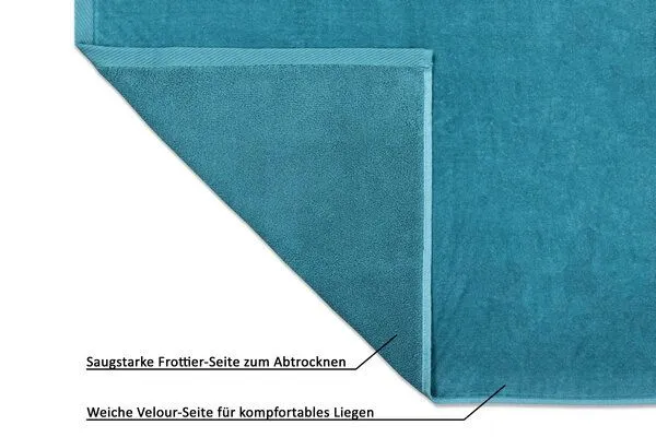 jilda-tex jilda-tex Sommer Strandtuch Velours Frottier 100% Bio-Baumwolle 80x180 cm Holiday, Petrol, – Produktbild 3 von 3