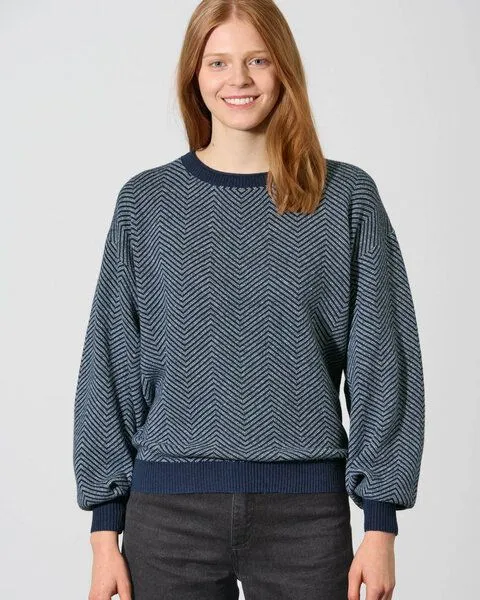 HempAge Hempage Moderner Jacquard Pullover Hanf/Biobaumwolle, Navy(blau), – Produktbild 2 von 4