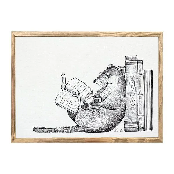 LIGARTI Kunstdruck »Leseratte« von LIGARTI | A4, A3 oder A2 | Wandbild | Poster | Kunst – Produktbild 1 von 3
