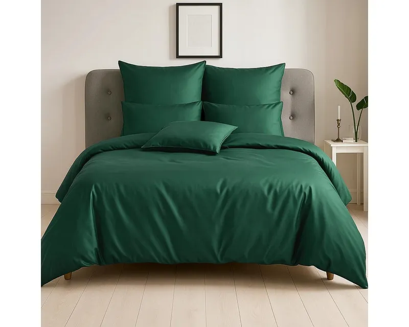 TRAUMSCHLAF Bettwäsche Uni Tencel™ Lyocell, Lyocell, 2 teilig, glatte Oberfläche und super angenehmes weiches Hautgefühl, Grün, – Produktbild 1 von 5