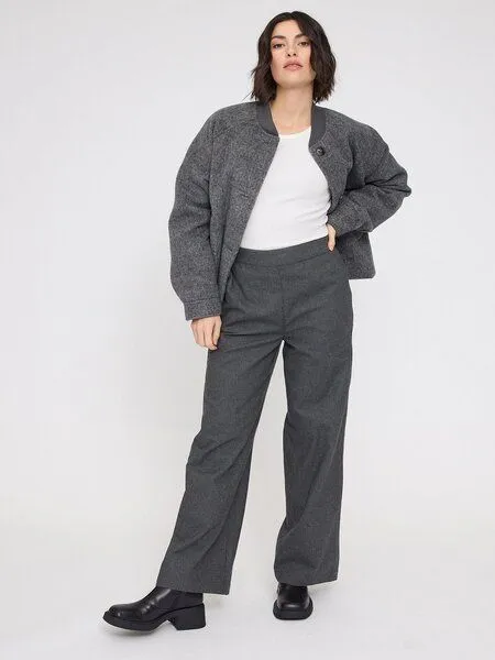 Mazine Mazine Damen Flannel Hose im Wide Leg-Style aus 100% Bio-Baumwolle, Anthrazite mel., – Produktbild 2 von 4