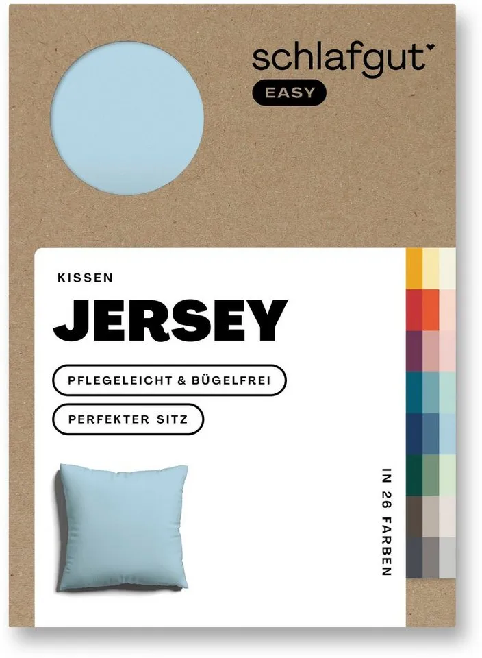 Schlafgut Schlafgut Kissenbezug EASY JERSEY Kissenhülle 100% Baumwolle, weicher Edel-Jersey, bügelfrei, (1 Stück), mit farblich angepasstem Reißverschluss, pflegeleicht, formstabil, Blau, – Produktbild 3 von 5