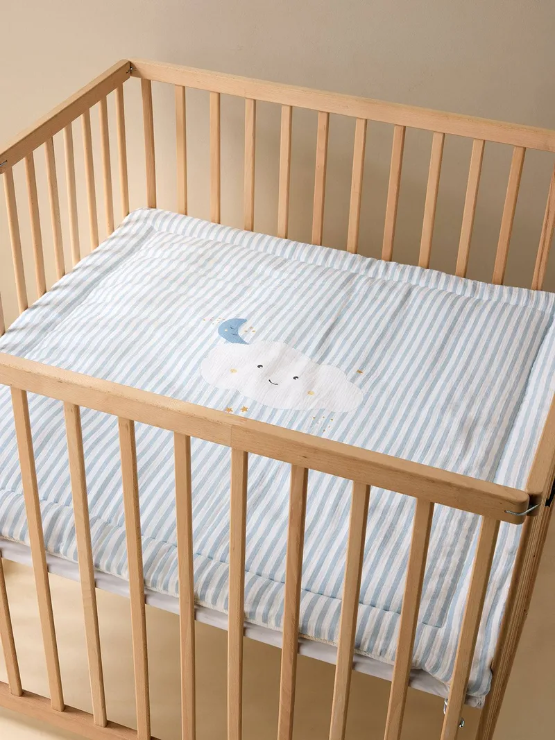 Vertbaudet Spieldecke/Laufstalleinlage Baby IN DEN WOLKEN, Blau gestreift, – Produktbild 4 von 4