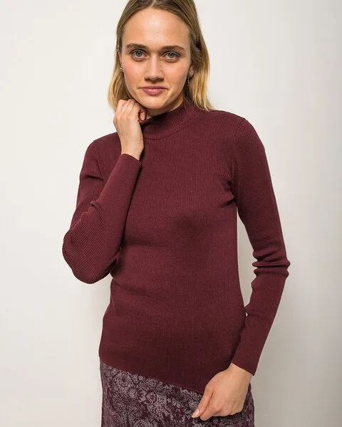 Alma & Lovis Alma & Lovis Rollkragen-Pullover aus Bio-Baumwolle | Rolli, Zinfandel (bordeaux), – Produktbild 1 von 4