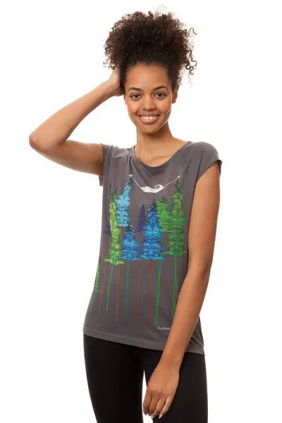FellHerz FellHerz Damen T-Shirt Wood Girl Bio Fair, Castlerock (grau), – Produktbild 3 von 4