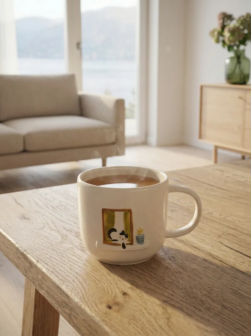 Tranquillo Tasse BRUNETTEA Katze am Fenster – Steinzeug - creme – Produktbild 1 von 3