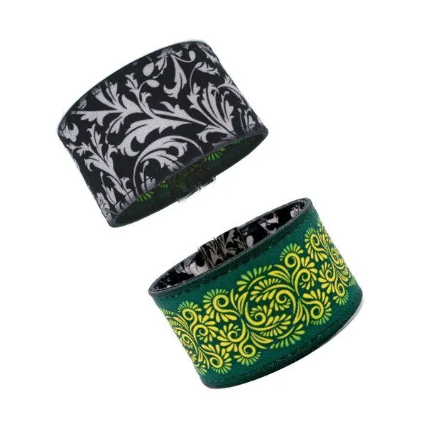 Seegarn Seegarn Wende-Armband 4cm, Blumen (schwarz) / ornament (grün), – Produktbild 1 von 2