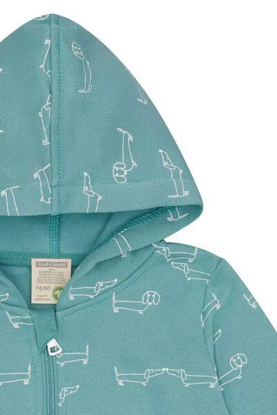 loud + proud loud + proud Babys & Kinder Sweatjacke mit Kapuze, GOTS-zertifiziert, Oregano(grün), – Produktbild 3 von 3