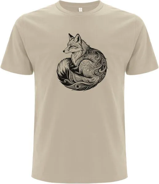 Spreecult Spreecult LineArt Fuchs - Bio und Fair - Männer Unisex T-Shirt - Line Art Fox, Natural (weiß), – Produktbild 2 von 2