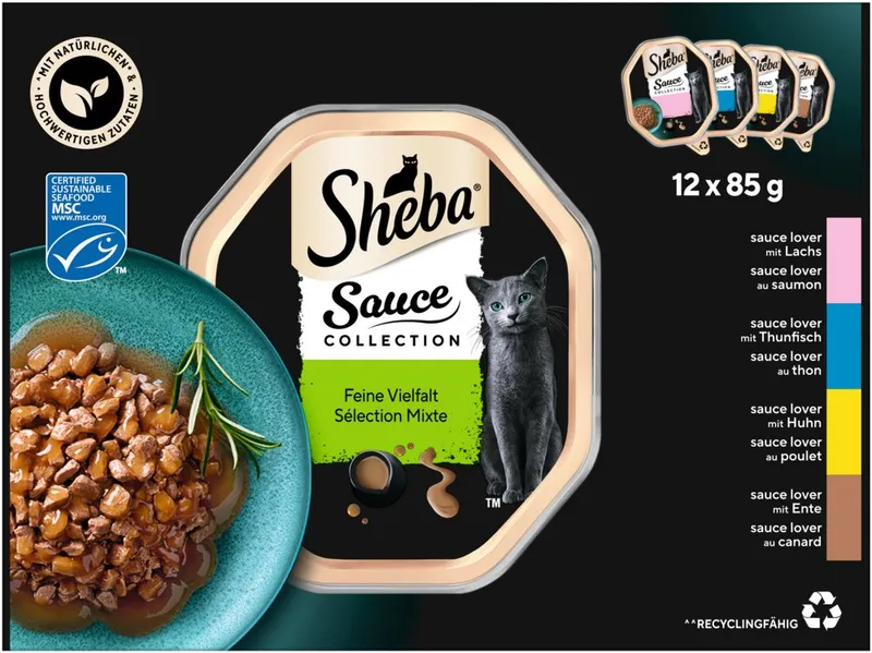 Sheba Sheba SHEBA® Schale Multipack Sauce Collection Feine Vielfalt MSC 12 x 85g, Nassfutter für: Katze – Produktbild 3 von 4