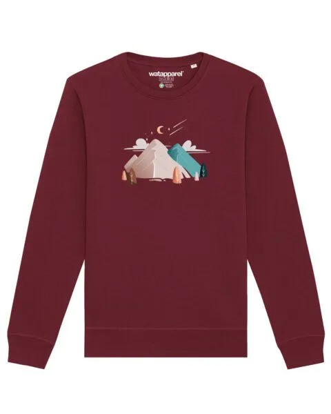 watapparel watapparel Sweatshirt Unisex Night & Clouds, Burgundy, – Produktbild 1 von 4