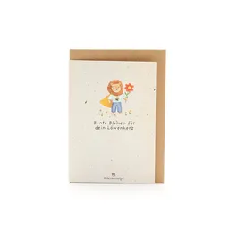 Die Stadtgärtner Die Stadtgärtner Wachsende Grußkarte zum Schulanfang I Back to School Karte „Löwenherz“ mit Saatpapier I Mit Wildblumen-Samen zum Einpflanzen I Grußkarte mit Umschlag I 10,5 x 14,8 cm (DIN A6) I Kreative Geschenkidee für Kinder, Schule & Schulalltag – Produktbild 1 von 1
