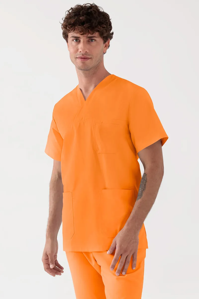 TENCEL™ Schlupfkasack Herren - V-Ausschnitt, brillant orange - Berufsbekleidung.de, Brillant orange, – Produktbild 1 von 1