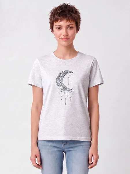 watapparel watapparel T-Shirt Frauen Mandala Moon, Cool heather grey, – Produktbild 2 von 2